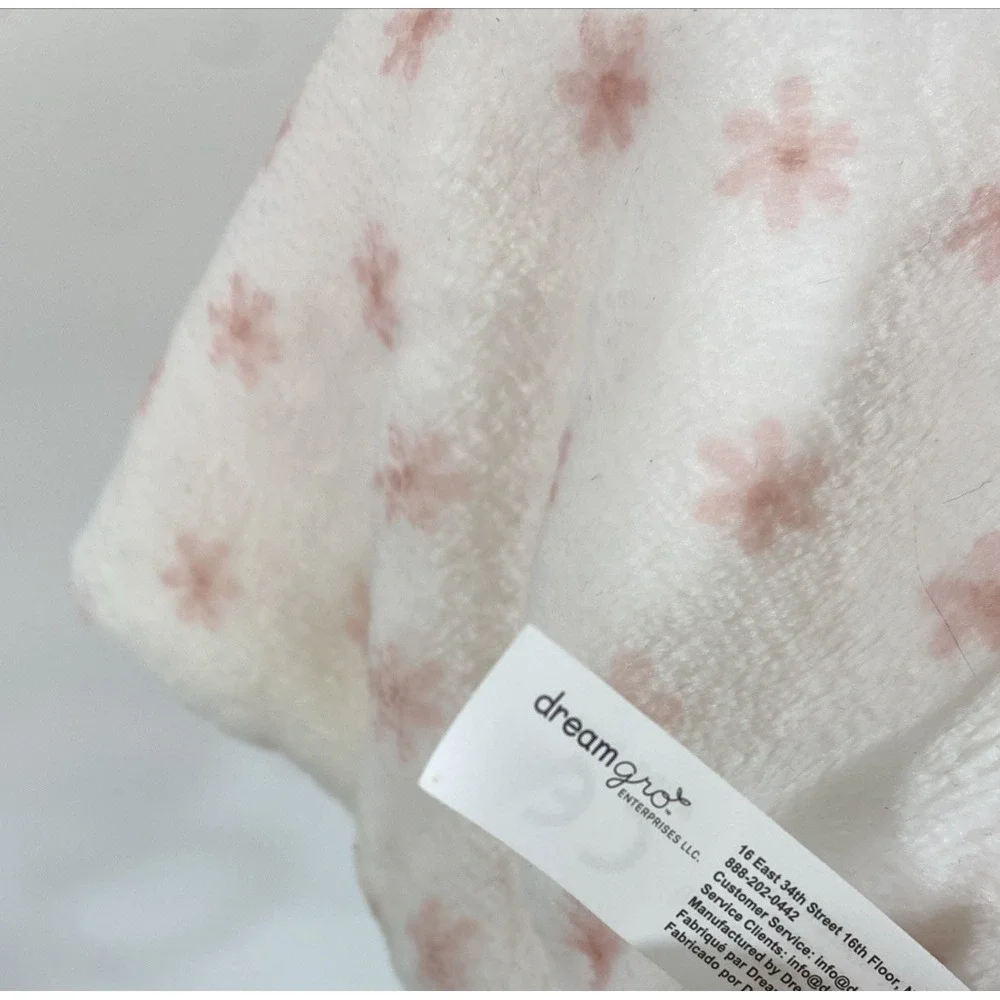 DreamGro Super‎ Soft Plush White & Pink Bunny Activity Security Blanket Lovey